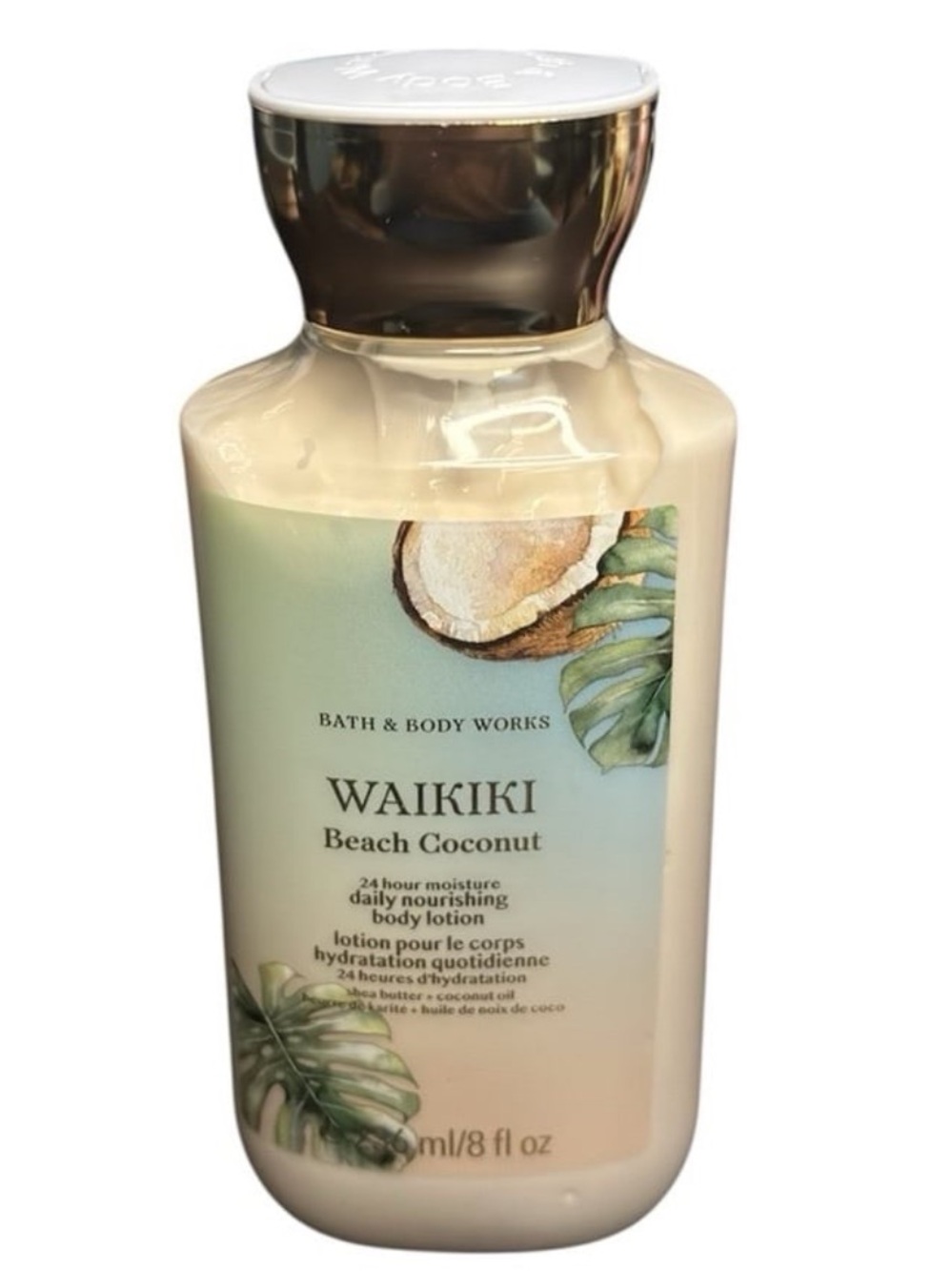 Bath & Body Works Waikiki Beach Coconut Lotion - Cream & Gold Cap